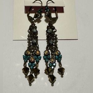 Sorrelli Signed Multi Color Crystal Chandelier Drop Earrings